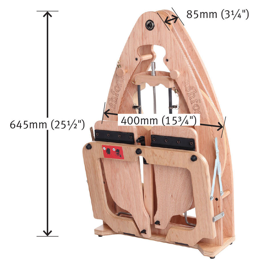 Ashford Joy 2 Spinning Wheel - Double Treadle Folded Dimensions