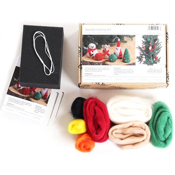 Ashford Needle Felting Kit - Christmas Ornaments - Contents