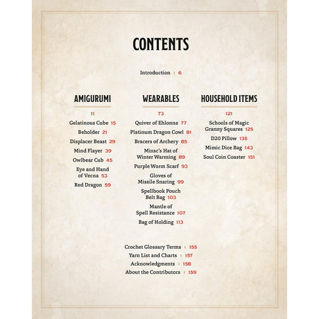 Dungeons and Dragons Crochet - Table of Contents.