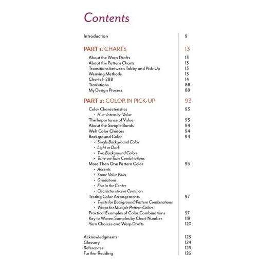 Pick-Up Bandweaving Designs - Table of Contents