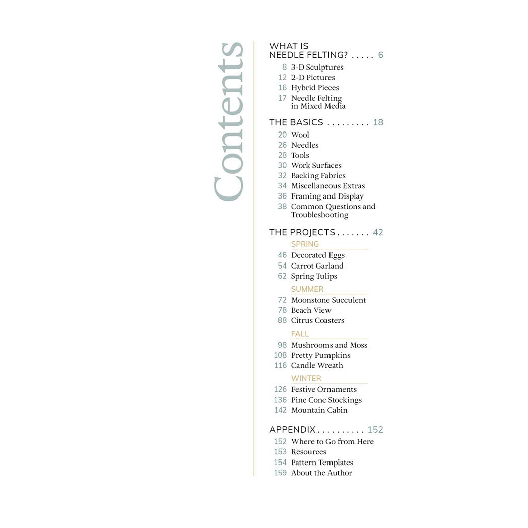 Needle Felting Through the Seasons - Table of Contents