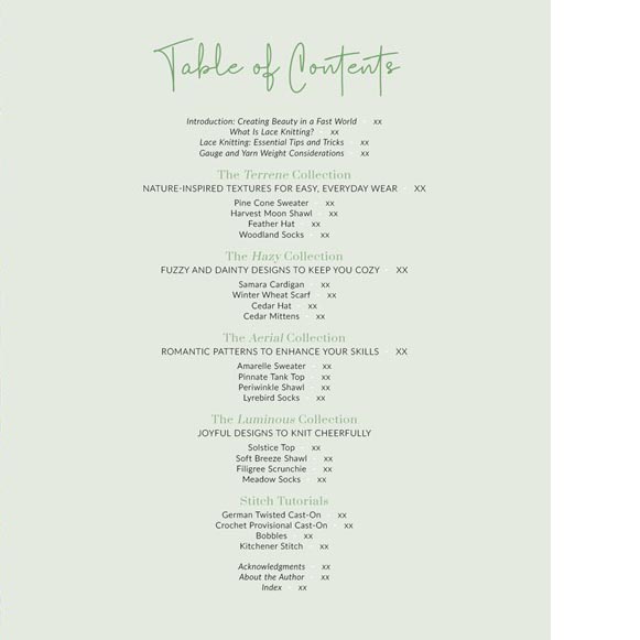Lovely Lace Knits - Table of Contents