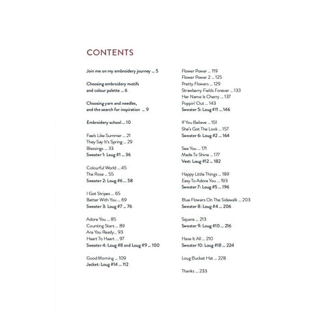 Embroidered Knits - Table of Contents