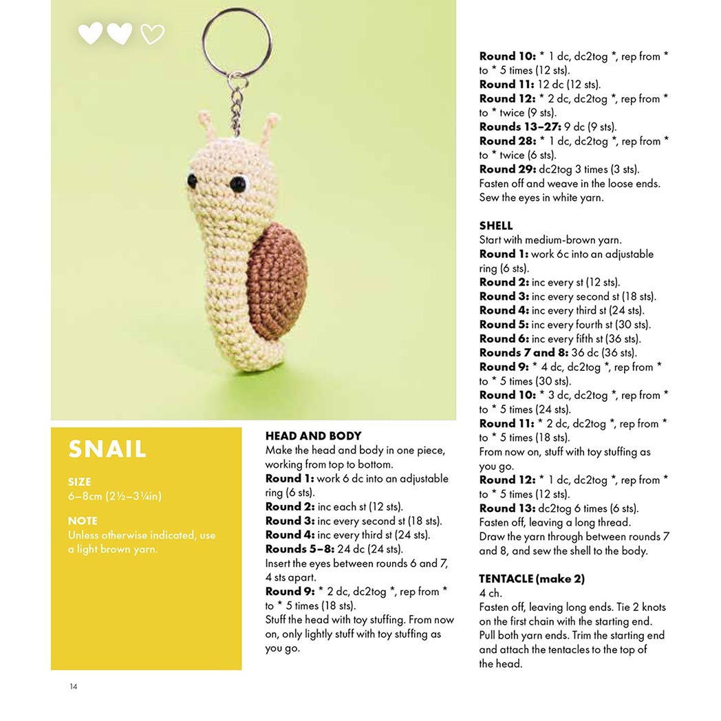 Mini Amigurumi Bag Charms - Snail Pattern