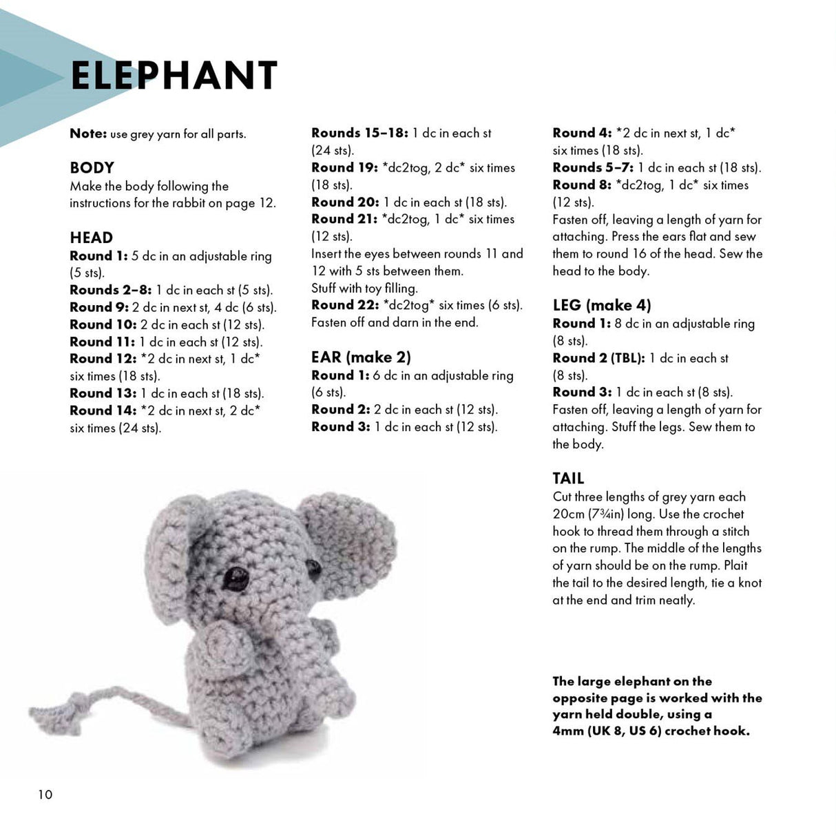 Mini Amigurumi Animals Kit - Elephant Instructions