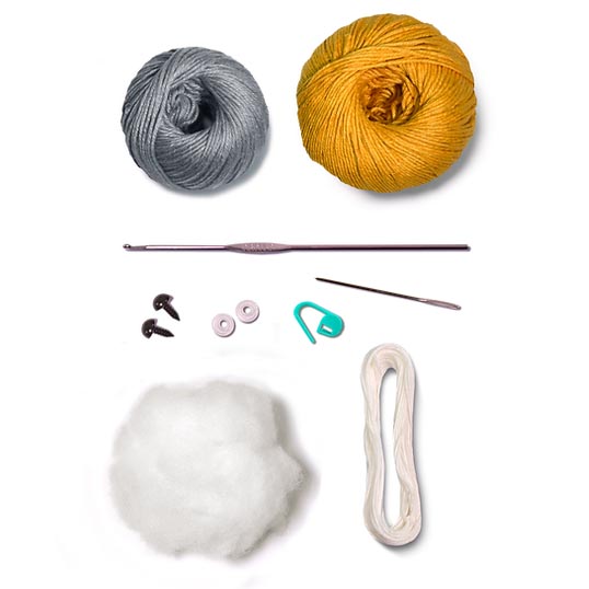 Circulo Amigurumi Kit - Baby Triceratops - Contents