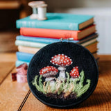 Toadstools in a Hoop Needle Felting Craft Kit Lifestyle