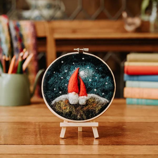 Nordic Gnomes in a Hoop Needle Felting Craft Kit Action