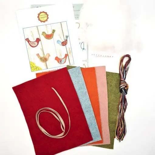 Folk Birds Felt Craft Kit - Contents - 0619438956898