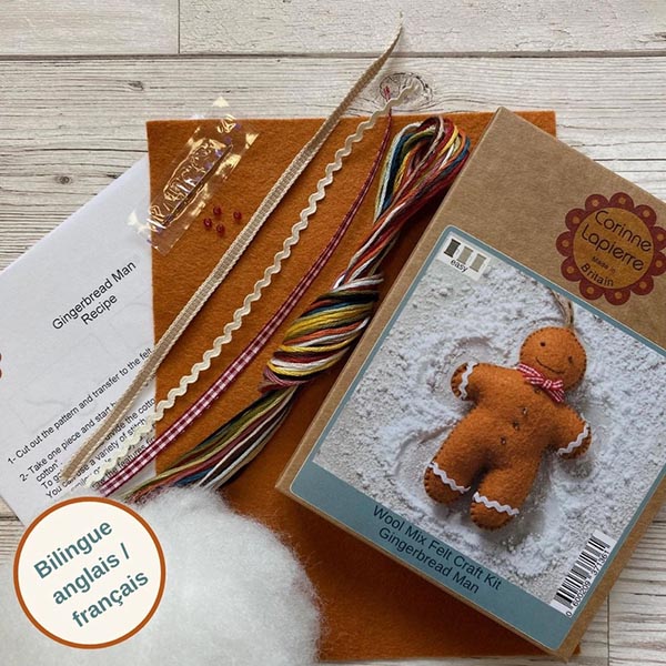Gingerbread Man Felt Craft Kit - Contents
