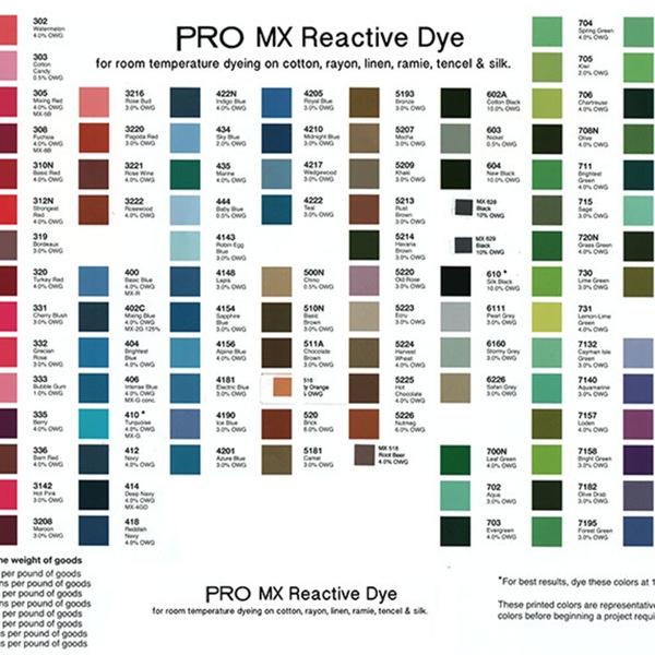 PRO MX Reactive Dye Color Card | The Woolery