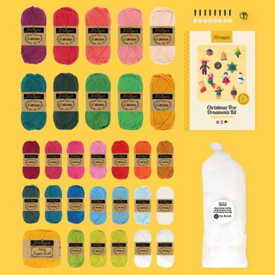 Scheepjes Christmas Tree Ornaments Kit - Content