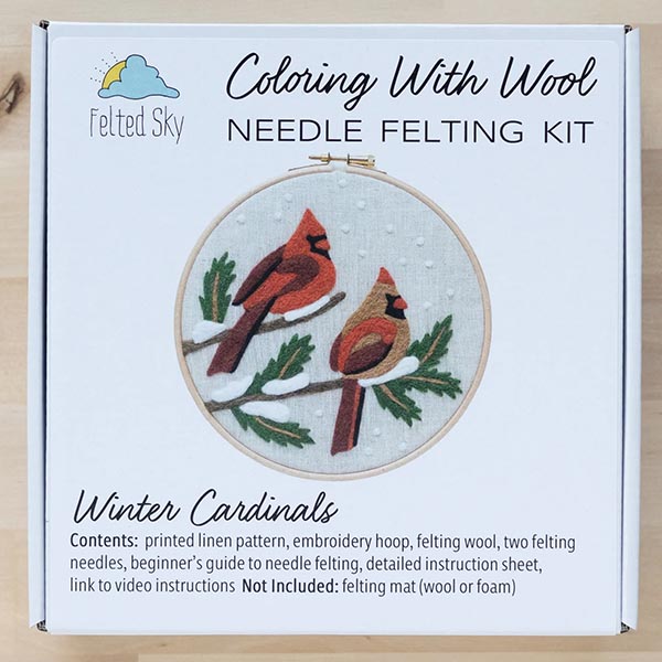 Coloring with Wool Needle Felting Kit - Winter Cardinals - Package