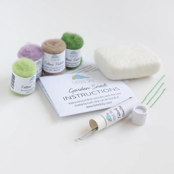Sculpting with Wool Needle Felting Kit - Garden Snail - Contents