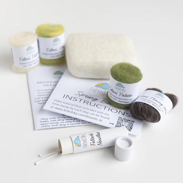 Painting with Wool Needle Felting Kit - Spring Blooms - Package Contents