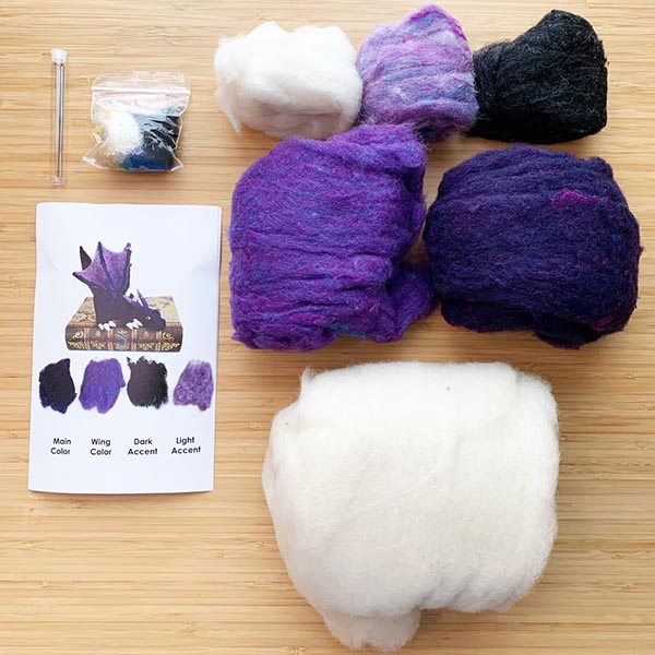 Going Gnome Felting Kit - Dragon - Purple Contents