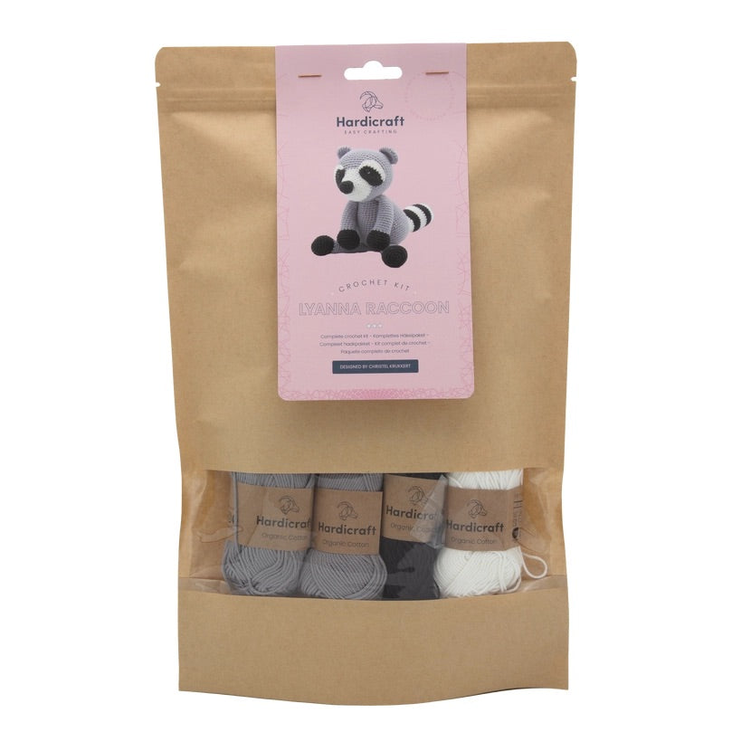 Hardicraft DIY Crochet Kit - Lyanna Raccoon Packaging 