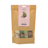 Hardicraft DIY Crochet Kit - Toby Turtle Brown packaging with a pink vertical label and a window showing 4 balls of yarn in colors cream, brown, light green and dark green.