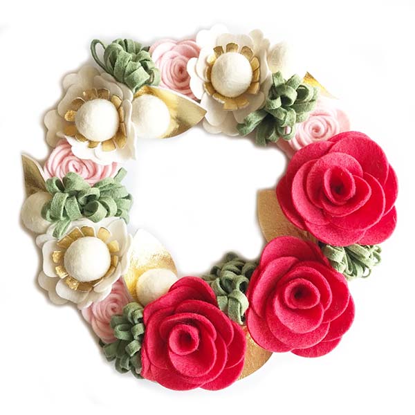 Felt Flower Wreath Craft Kit - Strawberry Mint