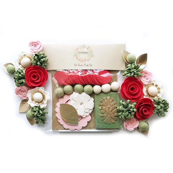 Felt Flower Wreath Craft Kit - Strawberry Mint - Package
