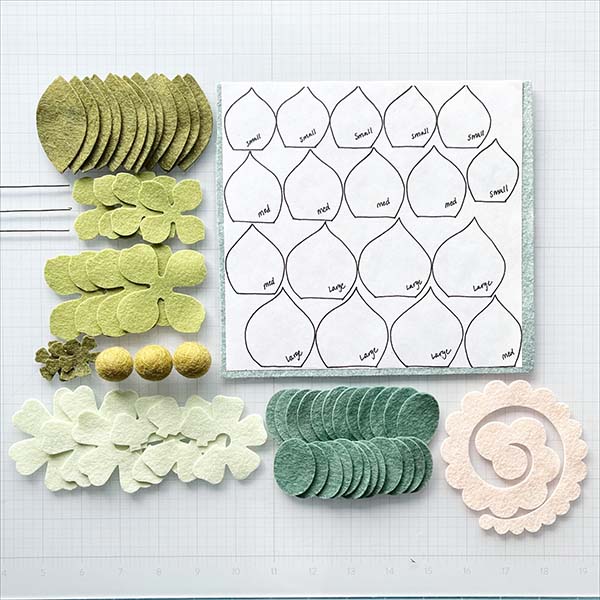 Felt Flower Craft Kit - Succulent - Contents