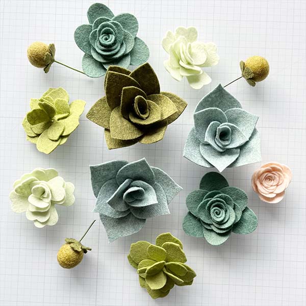 Felt Flower Craft Kit - Succulent - Components