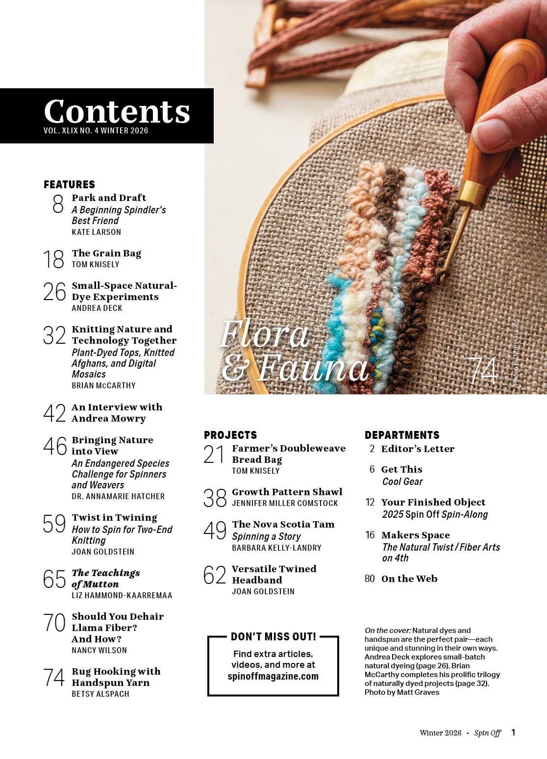 Spin Off Winter 2026 - Table of Contents