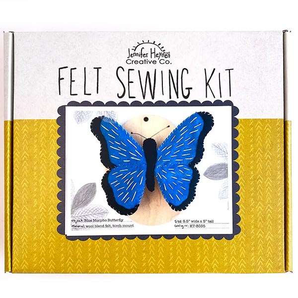 Jennifer Heynen Felt Sewing Kit - Blue Morpho Butterfly - Box