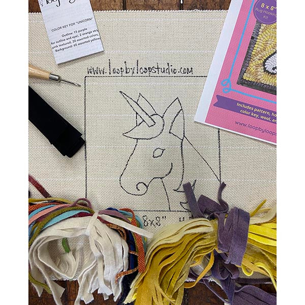 Beginner Rug Hooking Kit - Unicorn - Pattern