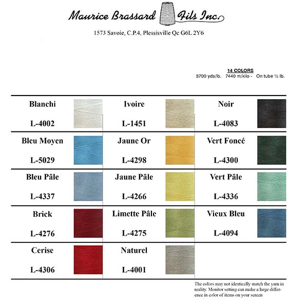 Maurice Brassard Linen 9/2 Yarn - Color Card