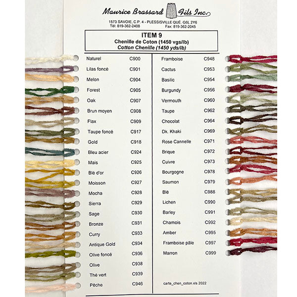 Maurice Brassard Cotton Chenille Yarn Color Card - 2