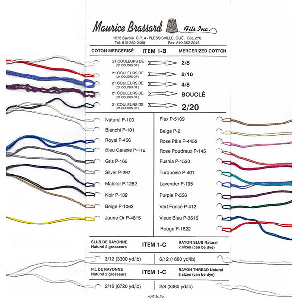 Maurice Brassard Mercerized Perle Cotton Yarn Color Card