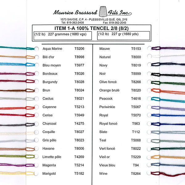 Maurice Brassard Tencel 8/2 Yarn Color Card