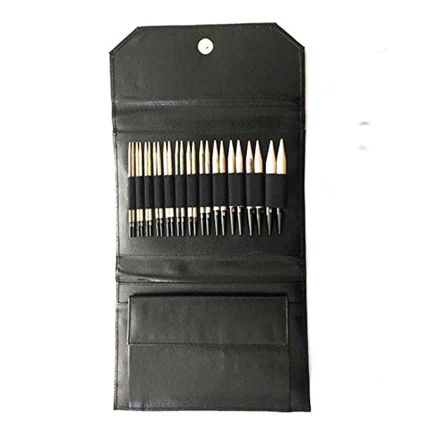 LYKKE 5" Interchangeable Knitting Needle Set - Black Faux Leather