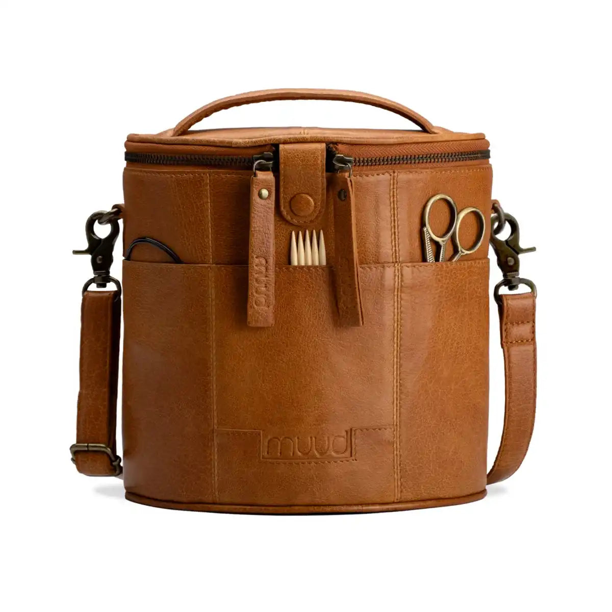 muud Grace – Crescent Leather Knitting Project Bag - The Woolery