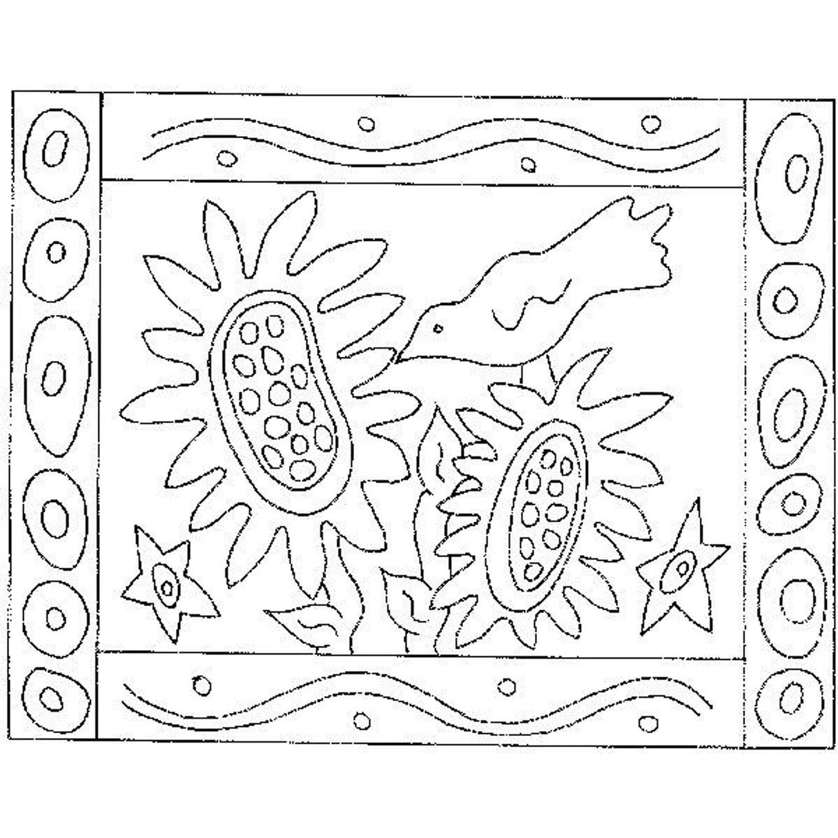 One Crow and Sunflowers Rug Pattern