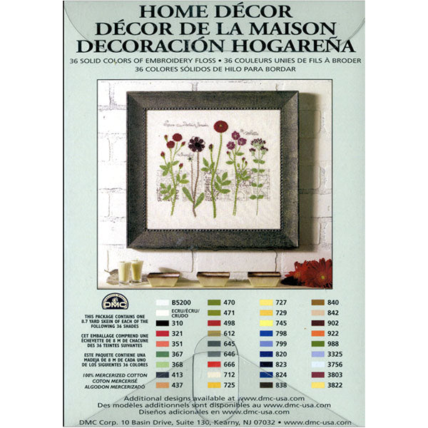 DMC Home Decor Embroidery Floss Pack - Color Card