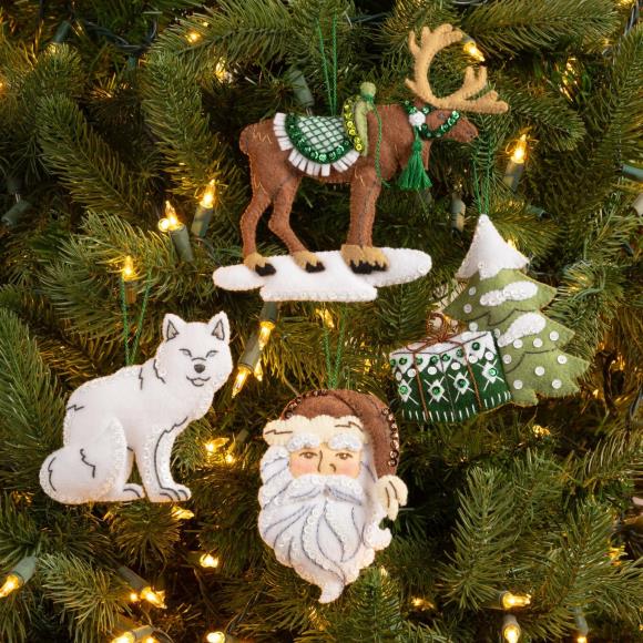 その他 Woodland Santa Felt Ornaments Bucilla Felt Applique Ornament Kit - Nordic Noel | Ornament Kit for Sale