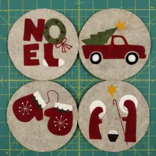 Felt Coaster Kit - Christmas - Size