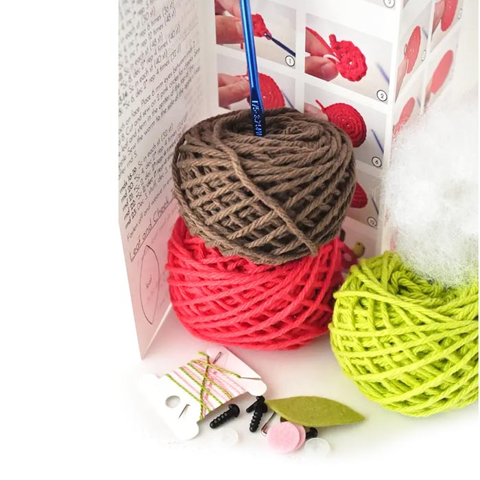 The Pudgy Rabbit Crochet Kit - Apple - Contents