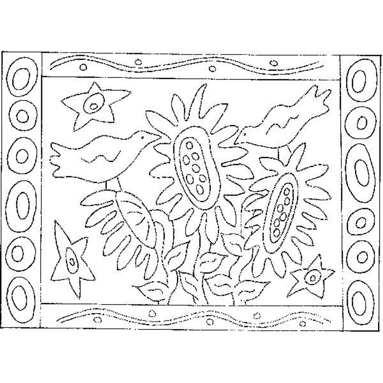 Two Crows and Sunflowers - Pattern Sketch