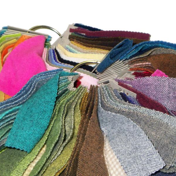 Weeks Dye Works Wool Fabric Sample Ring Card 2 - Herringbone and Houndstooth