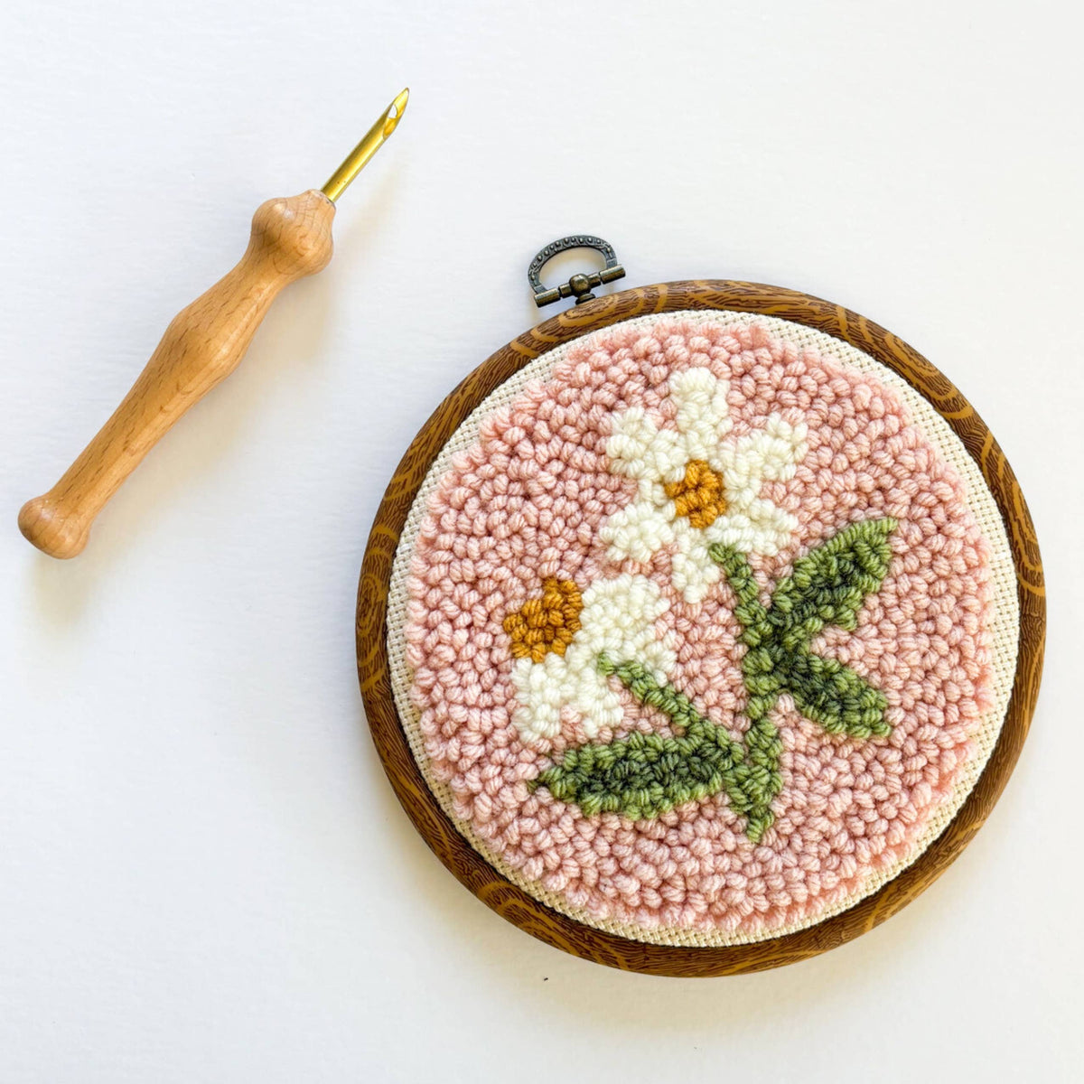 Pink Daisy Punch Needle Kit - The Woolery