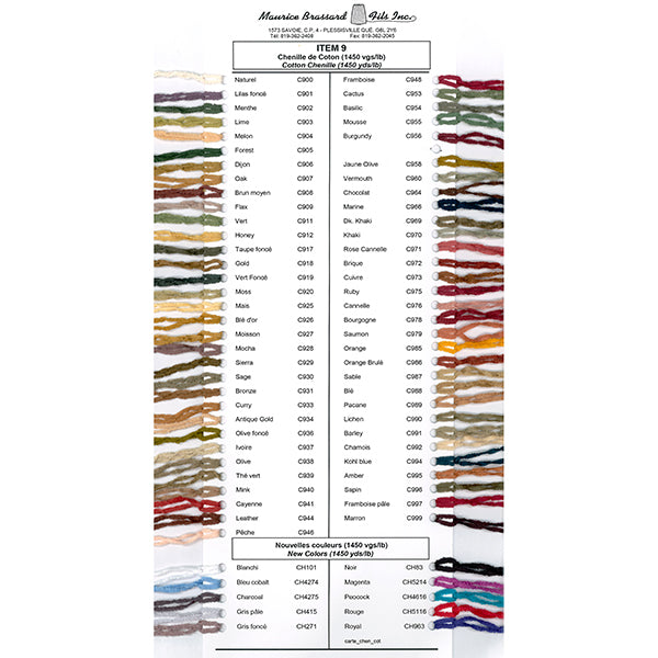 Maurice Brassard Cotton Chenille Yarn Color Card