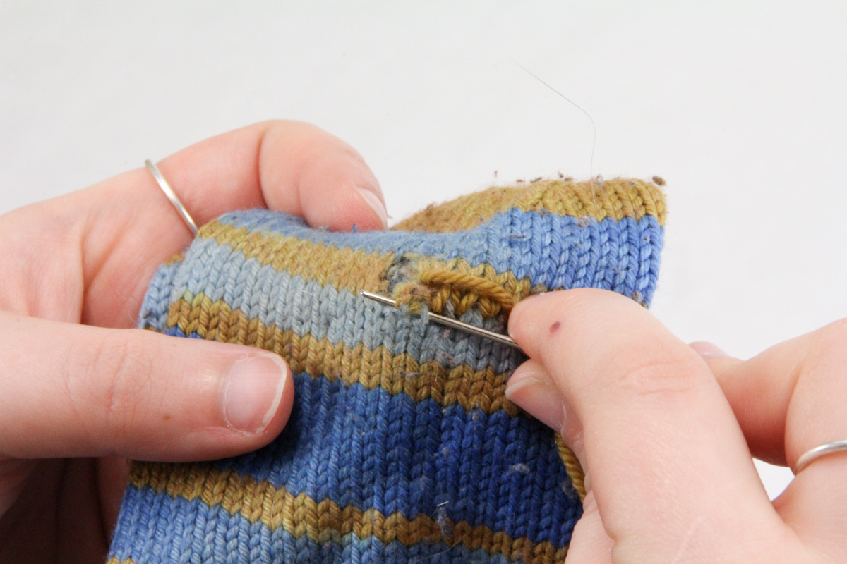 Repairing Knit Socks with a Darning Loom